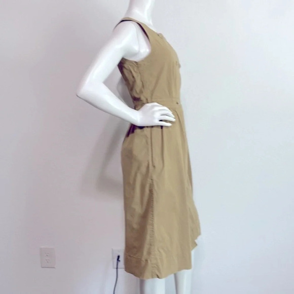 J. Crew Garment Dyed Trench Midi Dress Khaki Sleeveless Button Front Sz 10 - Picture 8 of 9